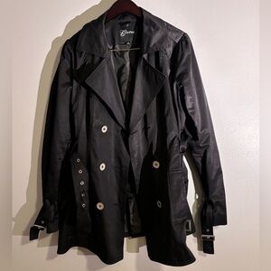 GUESS Black Chic Trench Coat With Buckle Accents